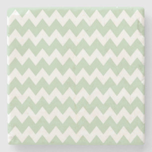 Light Teal Retro Colourful Modern Chevron ZigZag Stone Coaster