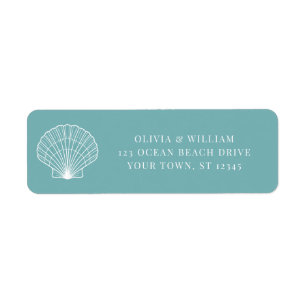 Light Teal Seashell Beach Wedding Return Address