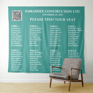 Light Teal Seating Chart Logo Event Sign Elegant Tapestry
