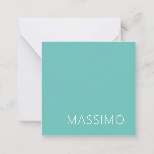 Light Teal Trendy Modern Minimalist Chic Name Card (Front)
