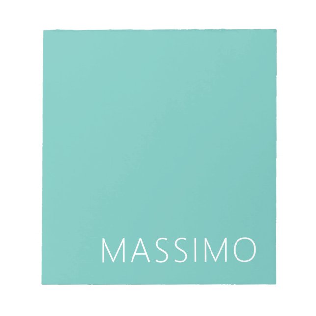 Light Teal Trendy Modern Minimalist Chic Name Notepad (Front)