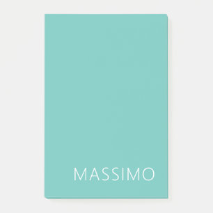 Light Teal Trendy Modern Minimalist Chic Name Post-it Notes
