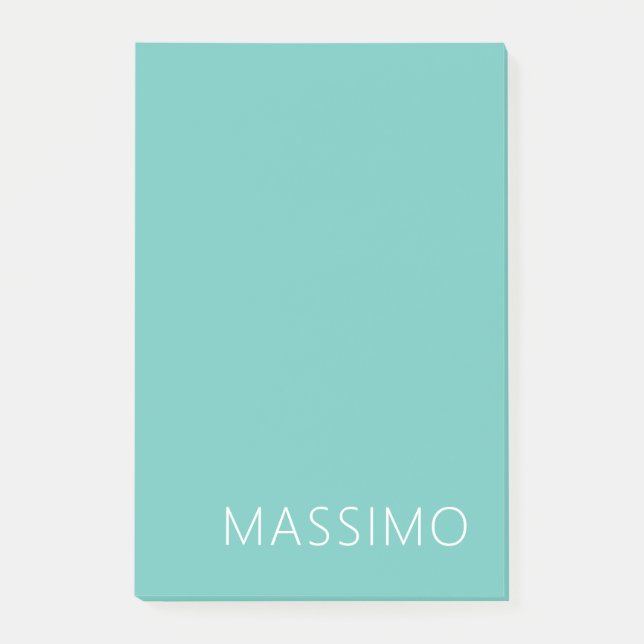 Light Teal Trendy Modern Minimalist Chic Name Post-it Notes (Front)