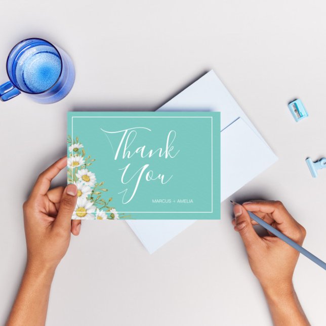 Light Teal & White Daisies Thank You  (Creator Uploaded)