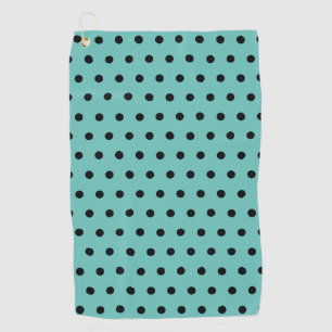 Light Teal with Black Polka Dots Golf Towel