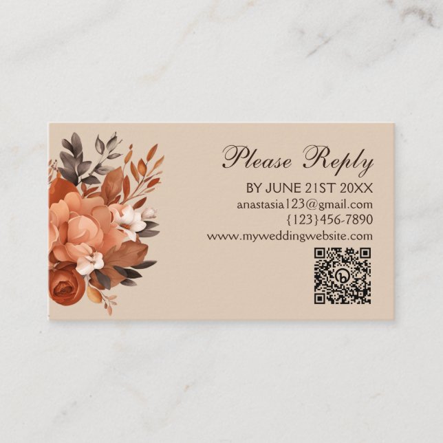 Light Terracotta and Burnt Orange Wedding Enclosure Card (Front)