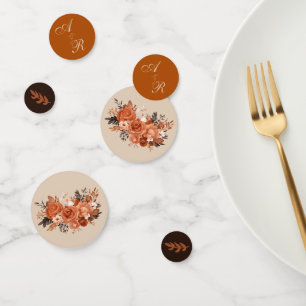 Light Terracotta & Burnt Orange Monogram Wedding Confetti