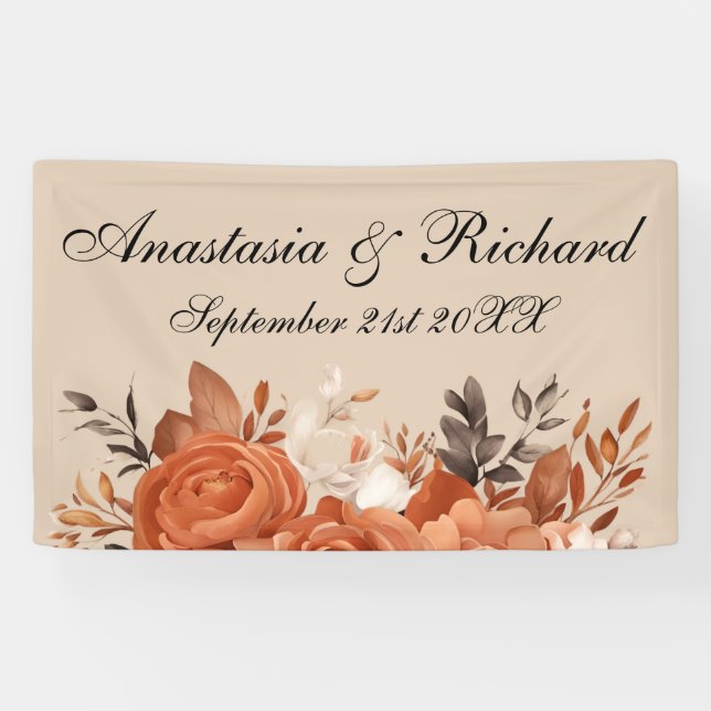 Light Terracotta Burnt Orange Wedding Banner (Horizontal)