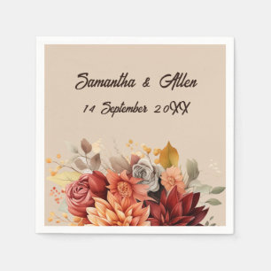 Light Terracotta Fall Floral Invitation Napkin