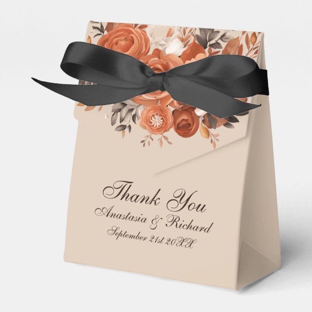 Light Terracotta Rustic Thank You Wedding Favor Box (Front Side)