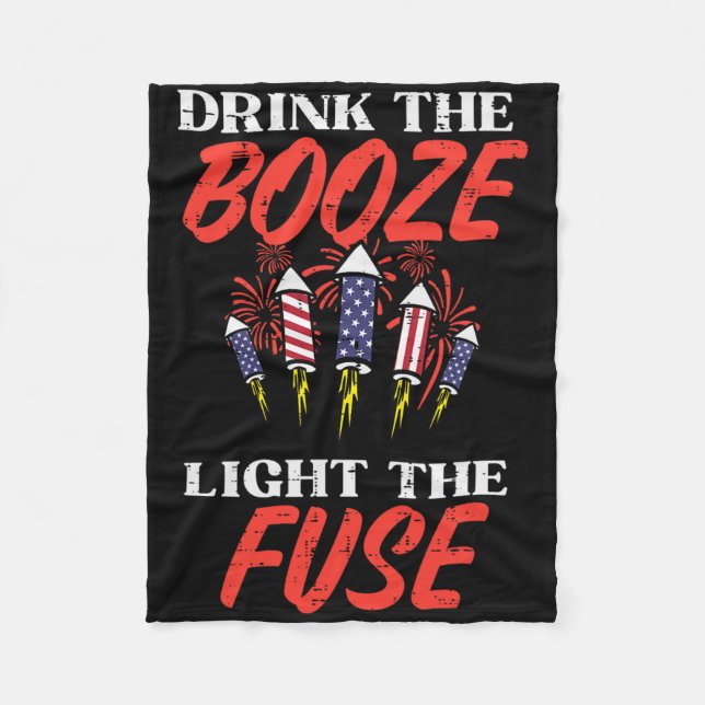 Light The Fuse Fireworks Funny Fourth 4th Of July  Fleece Blanket (Front)