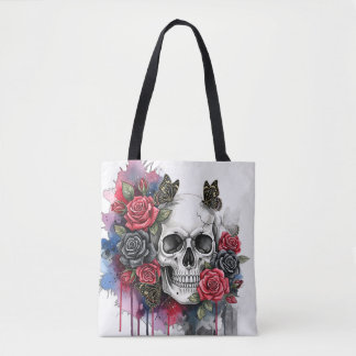 Light the Legacy – Gothic Skull & Rose Tote Bag