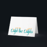 Light the Lights Holiday Card<br><div class="desc">Light the Lights Chanukah card, typographic design incorporates lit candles.</div>