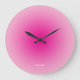 Light to Hot Pink Radial Gradient Large Clock