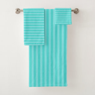 light turquoise and Aqua Marine stipes Bath Towel Set