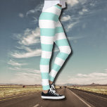 Light Turquoise and White Wide Horizontal Striped Leggings<br><div class="desc">Light Turquoise and White Wide Horizontal Striped.</div>