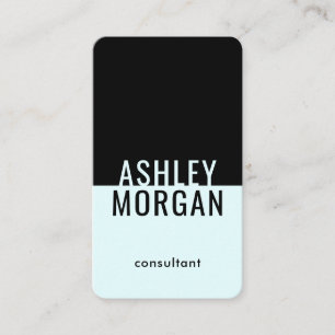 Light Turquoise Blue Black Modern Minimal Vertical Business Card