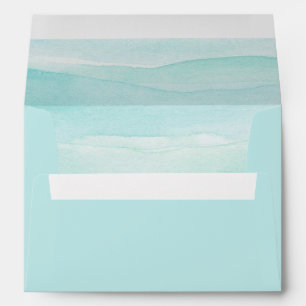 Light Turquoise Blue with Watercolor Envelope