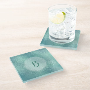 Light turquoise iridescent texture background glass coaster