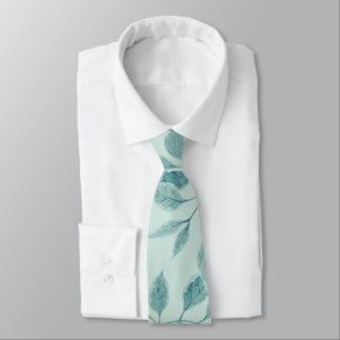 Light Turquoise Leaf Pattern Tie