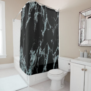Light Turquoise Vein Black Marble Look