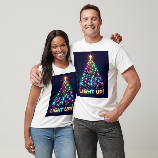 Light  Up! – Rainbow Christmas Tree T-Shirt (Unisex)