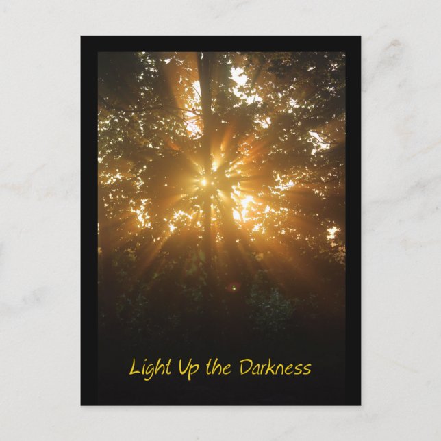 Light up the Darkness Phrase Sunrise Image Postcard (Front)