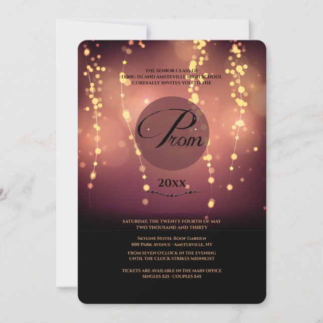 Light Up The Sky Prom Invitation (Front)