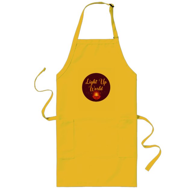 Light Up the World ✨ | Minimal Elegant Diwali  Long Apron (Front)