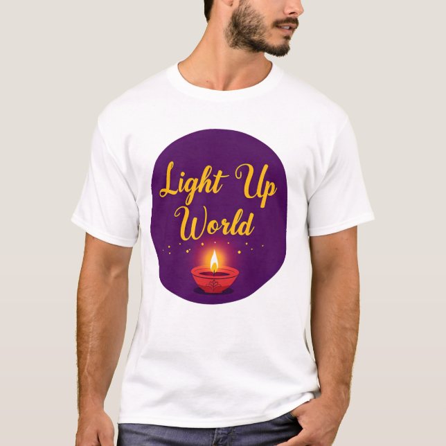 Light Up the World ✨ | Minimal Elegant Diwali  T-Shirt (Front)