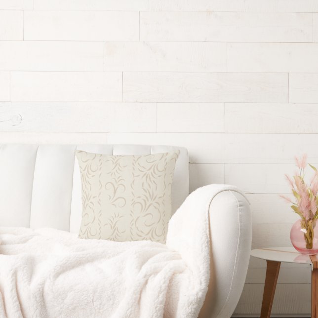 Light Vanilla and Beige Swirls Throw Pillow (Couch)