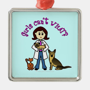 Light Veterinarian Girl Metal Ornament