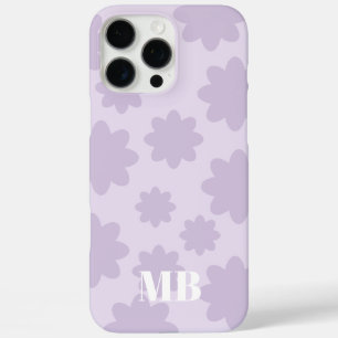 light violet floral unique monogram name initials iPhone 16 pro max case