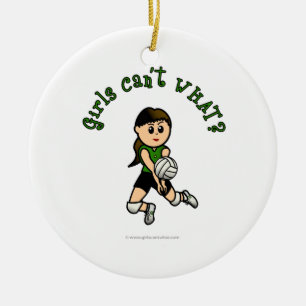Light Volleyball in Green Ceramic Ornament