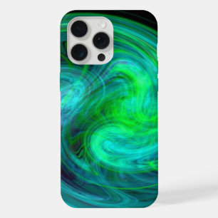 LIGHT VORTEX ,Abstract Blue Green Fractal Waves iPhone 15 Pro Max Case