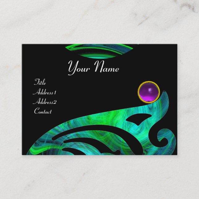 LIGHT VORTEX AMETHYST blue green black yellow Business Card (Front)