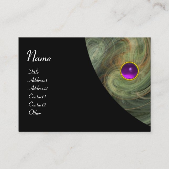LIGHT VORTEX AMETHYST  yellow  purple grey black Business Card (Front)