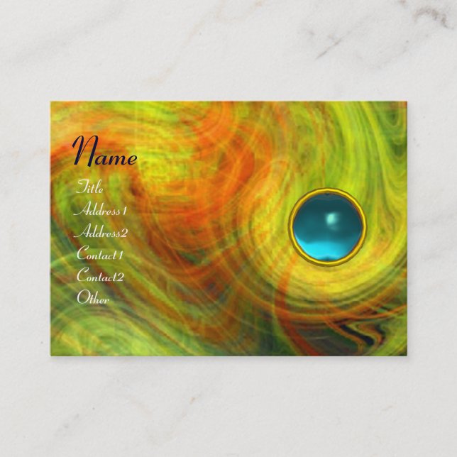 LIGHT VORTEX  AQUAMARINE  red yellow orange blue Business Card (Front)