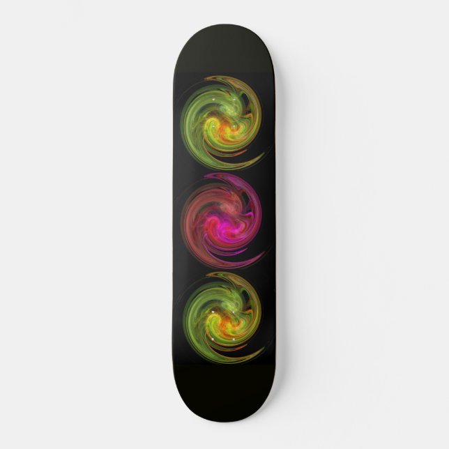 LIGHT VORTEX ,black  red pink yellow green orange Skateboard (Front)