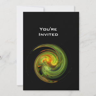 LIGHT VORTEX bright yellow orange green  black Invitation