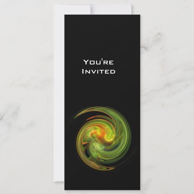 LIGHT VORTEX bright yellow orange green  black Invitation (Front)