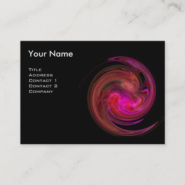 LIGHT VORTEX MONOGRAM Vibrant black pink violet Business Card (Front)