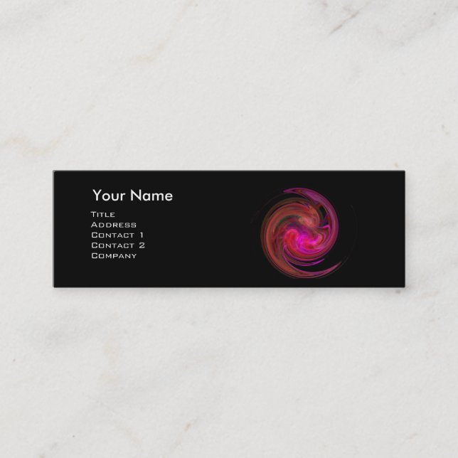 LIGHT VORTEX MONOGRAM Vibrant black red pink Mini Business Card (Front)