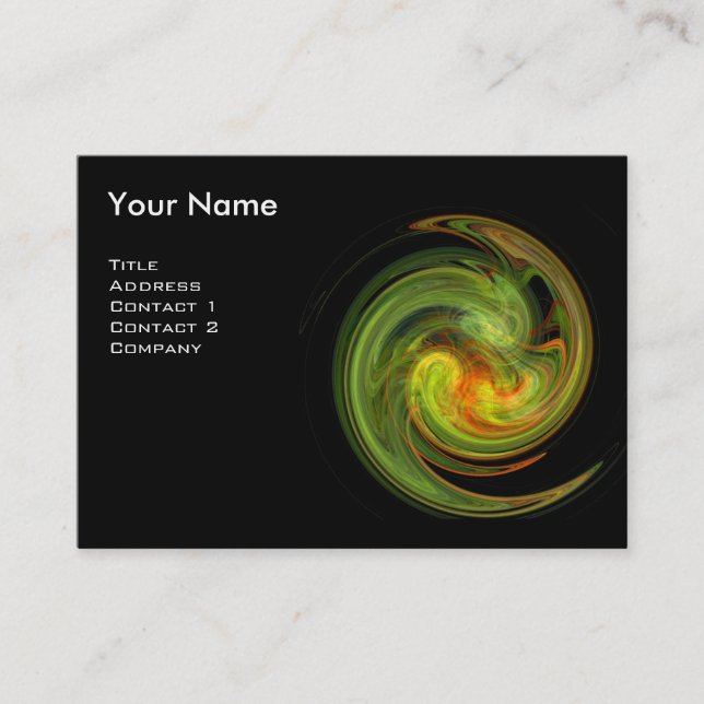 LIGHT VORTEX MONOGRAM Vibrant black yellow green Business Card (Front)