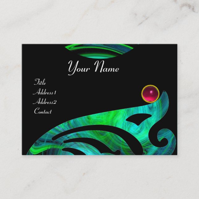 LIGHT VORTEX RUBY blue green black pink yellow Business Card (Front)