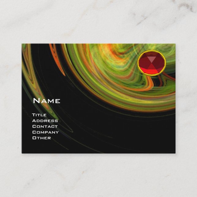 LIGHT VORTEX  RUBY- yellow orange green black red Business Card (Front)