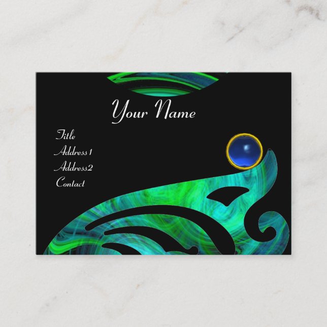 LIGHT VORTEX SAPPHIRE blue green black yellow Business Card (Front)