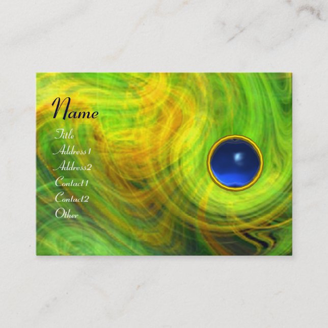LIGHT VORTEX  SAPPHIRE  green yellow orange blue Business Card (Front)