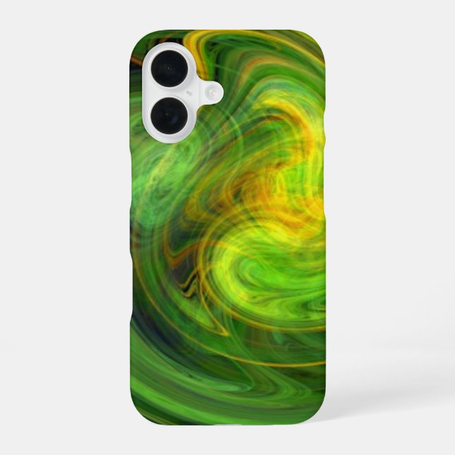 LIGHT VORTEX / Yellow Green Abstract iPhone 16 Case (Back)