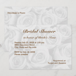 Light White Rose Background Bridal Shower Invite